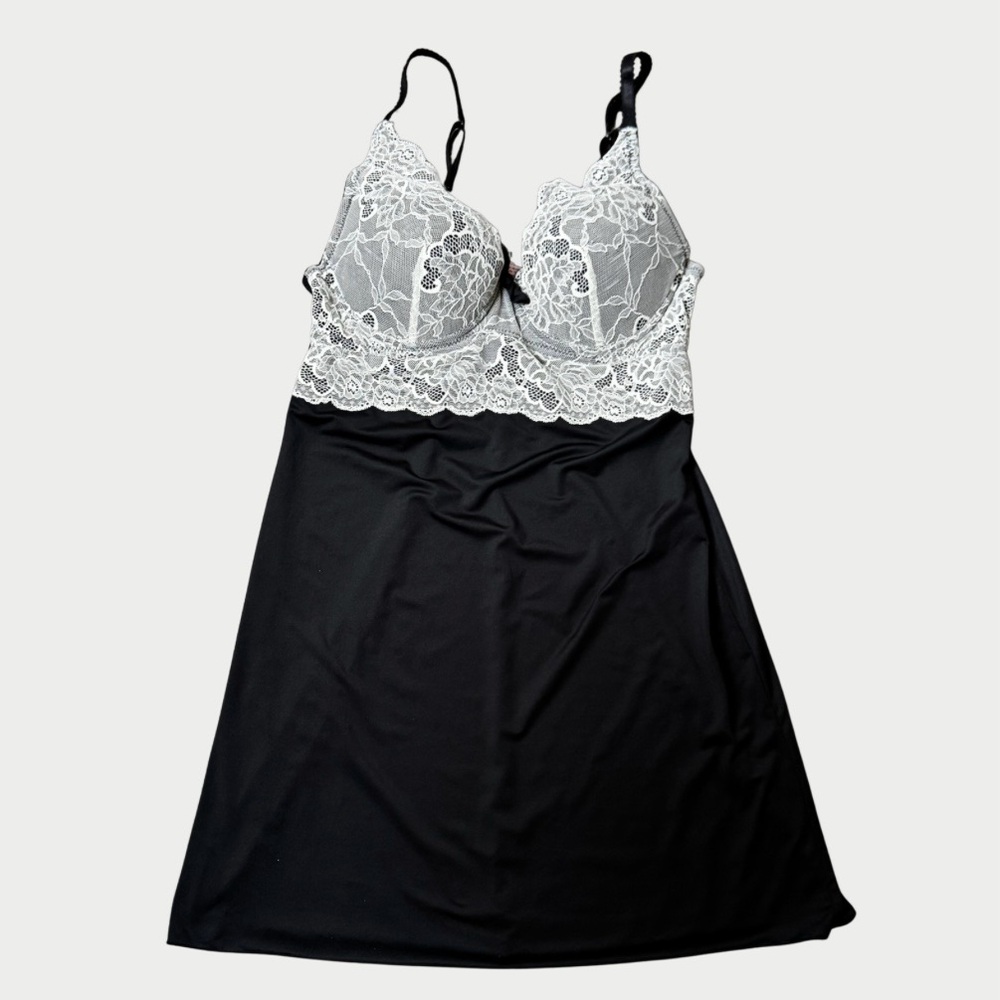 La Vie En Rose Black Lace Underwire Babydoll Teddy